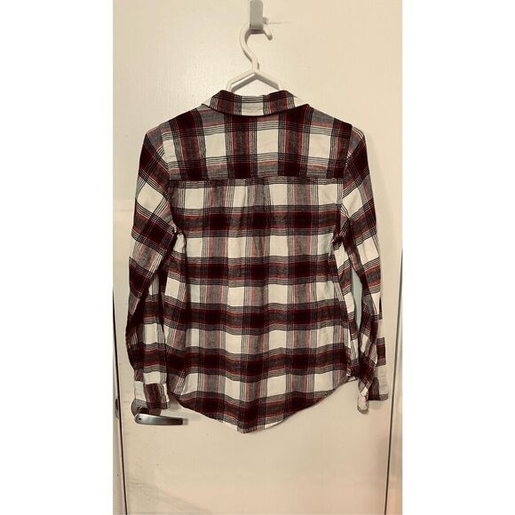 Abercrombie & Fitch Red White Black Plaid Button Down Flannel Shirt Top SZ S - Picture 9 of 10